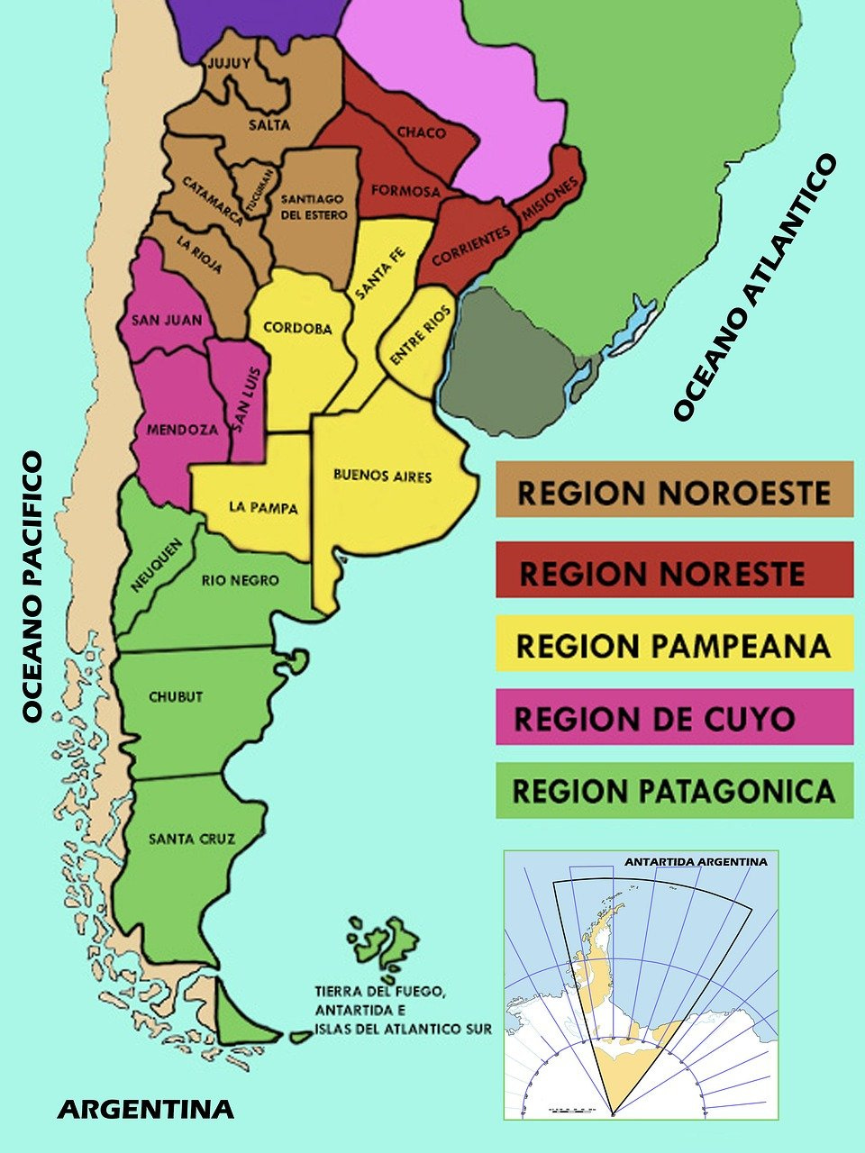 Mapa Da Argentina Por Regiões, País