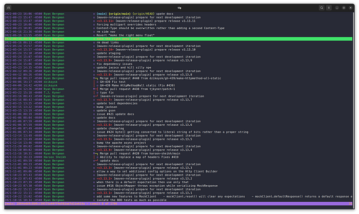 Screenshot of tig in action Screenshot of tig in action
