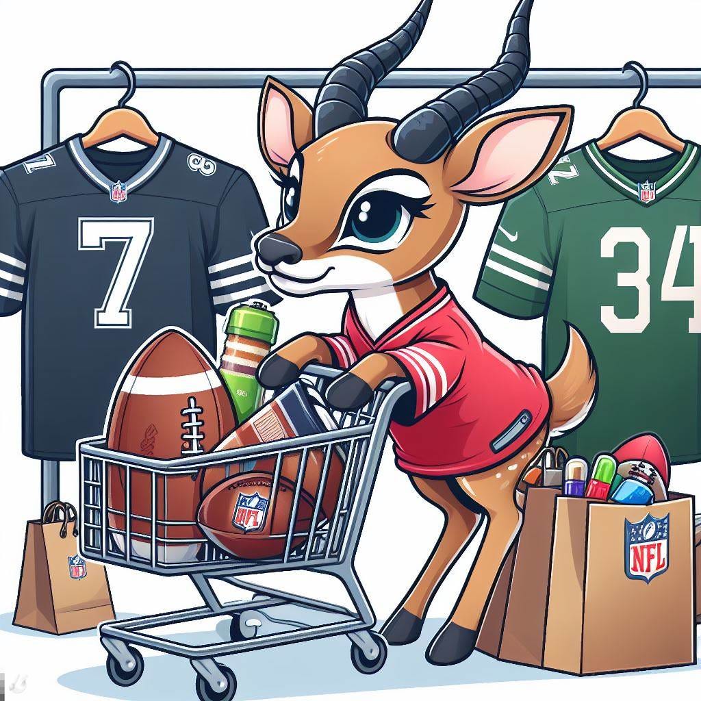 draw a cartoon antelope, shopping on black friday for nfl football stuff