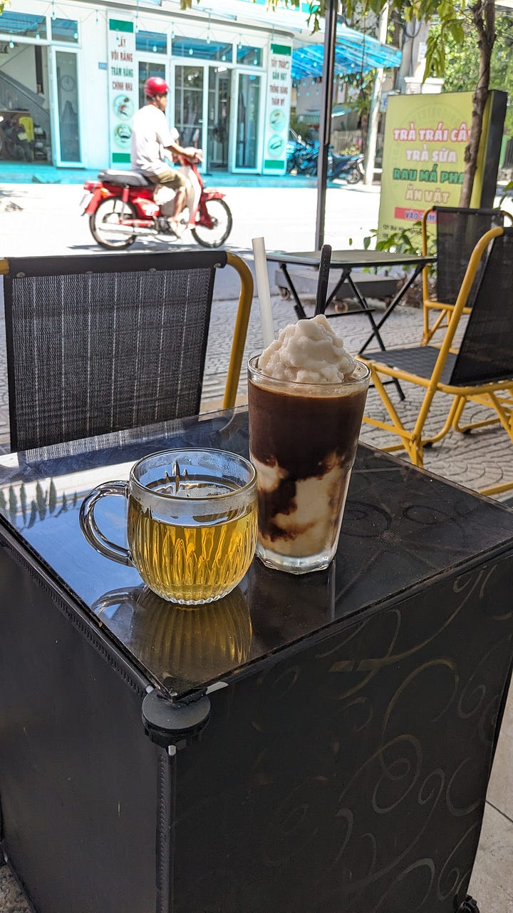 orange americano and coconut blended coffee