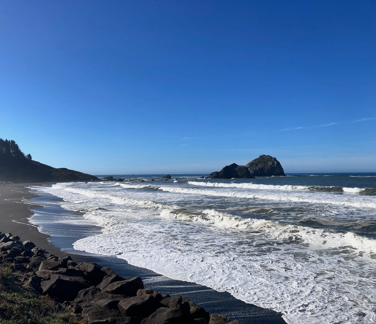 an open area near bluffs on the shore of the pacific ocean. an open area near bluffs on the shore of the pacific ocean.