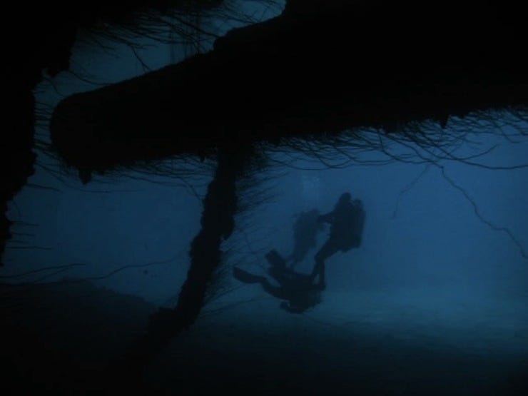 Divers under the Nagato's guns