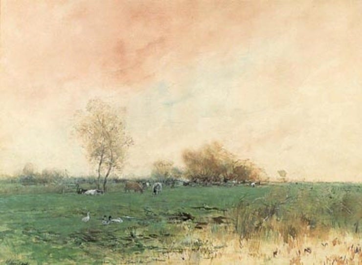 'Weidelandschap' - Aquarel: Willem Maris