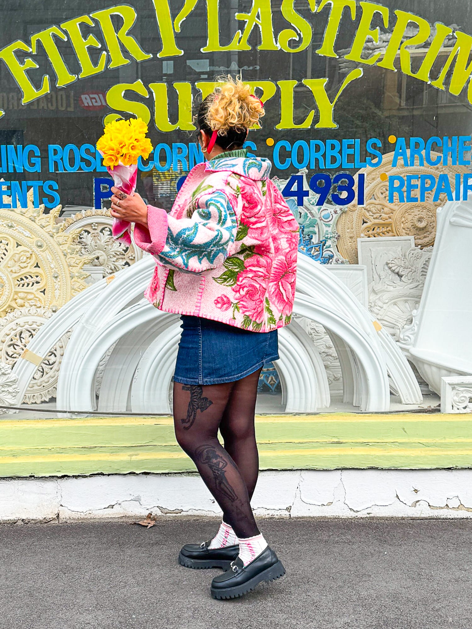 Art project: Upcycled blanket jacket - by Kitiya Palaskas