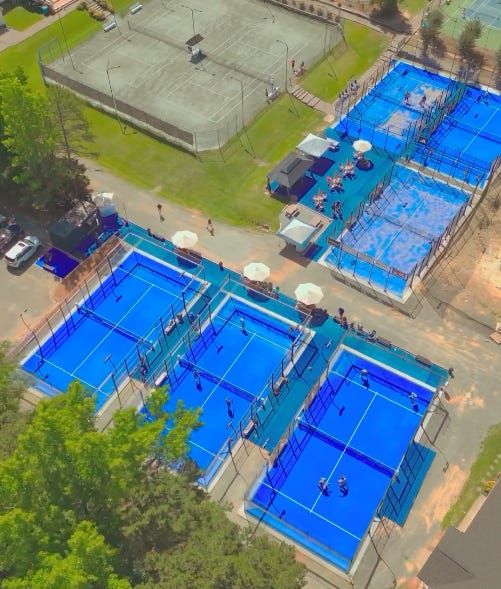 Charlotte Padel club from above after expansion