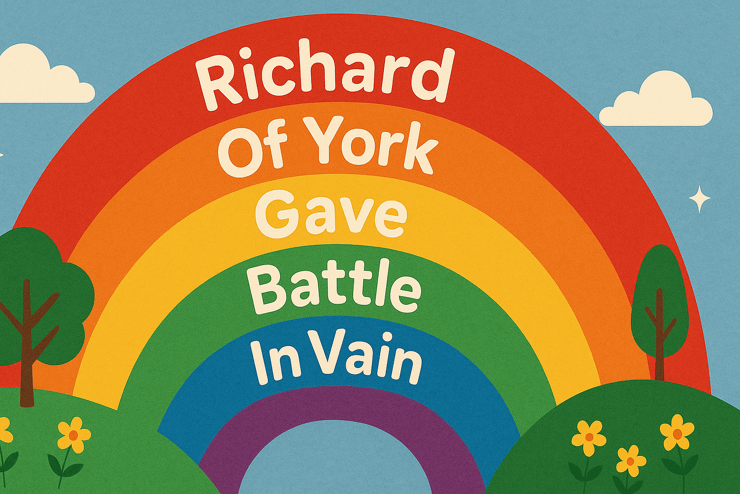 Rainbow with misplaced "Richard Of York Gave Battle In Vain" mnemonic