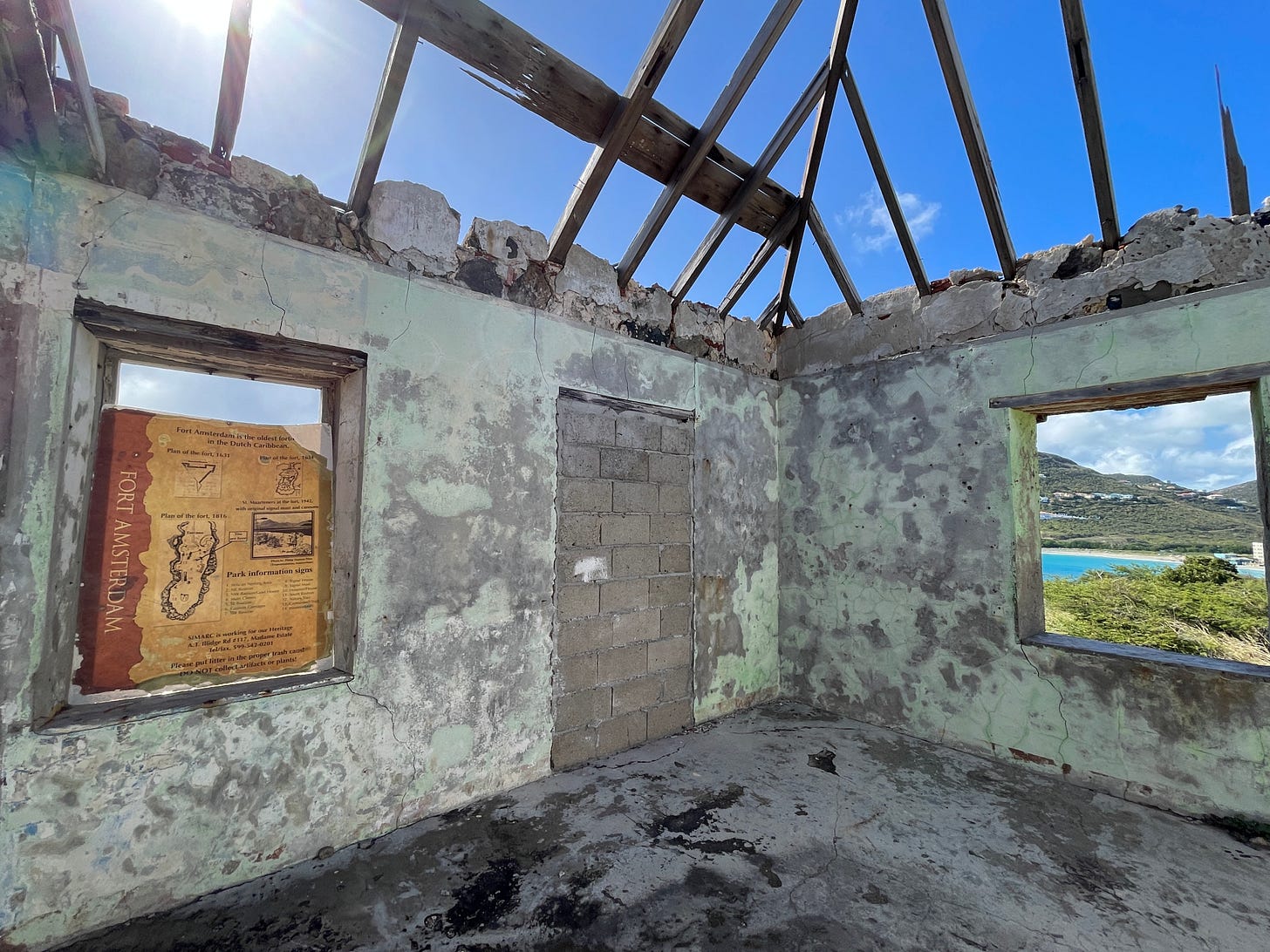 A dilapidated structure at Fort Amsterdam on Sint Maarten.