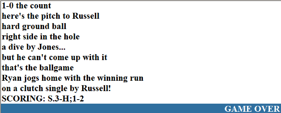 Diamond Mind Baseball Play By Play