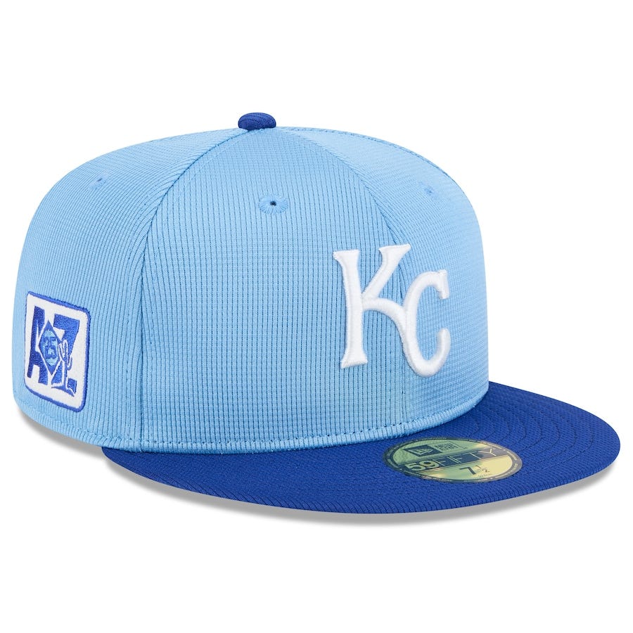  Kansas City Royals New Era 2025 Spring Training 59FIFTY Fitted Hat - Light Blue/Royal