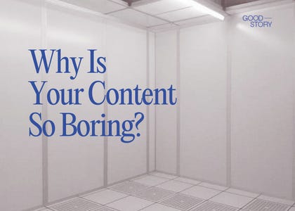 Editorial graphic for Gina Clementi's Goodstory essay on turning technical, jargon-heavy brand content into a story people actually care about, using Micron as the case study.