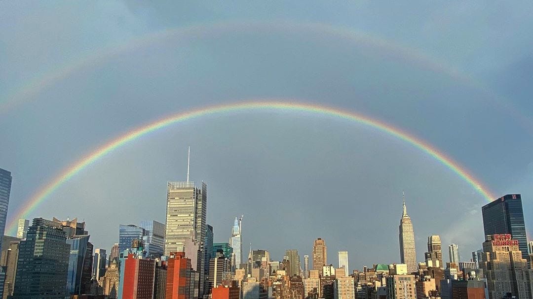 See NYC&#39;s double rainbow on the 50th anniversary of Pride