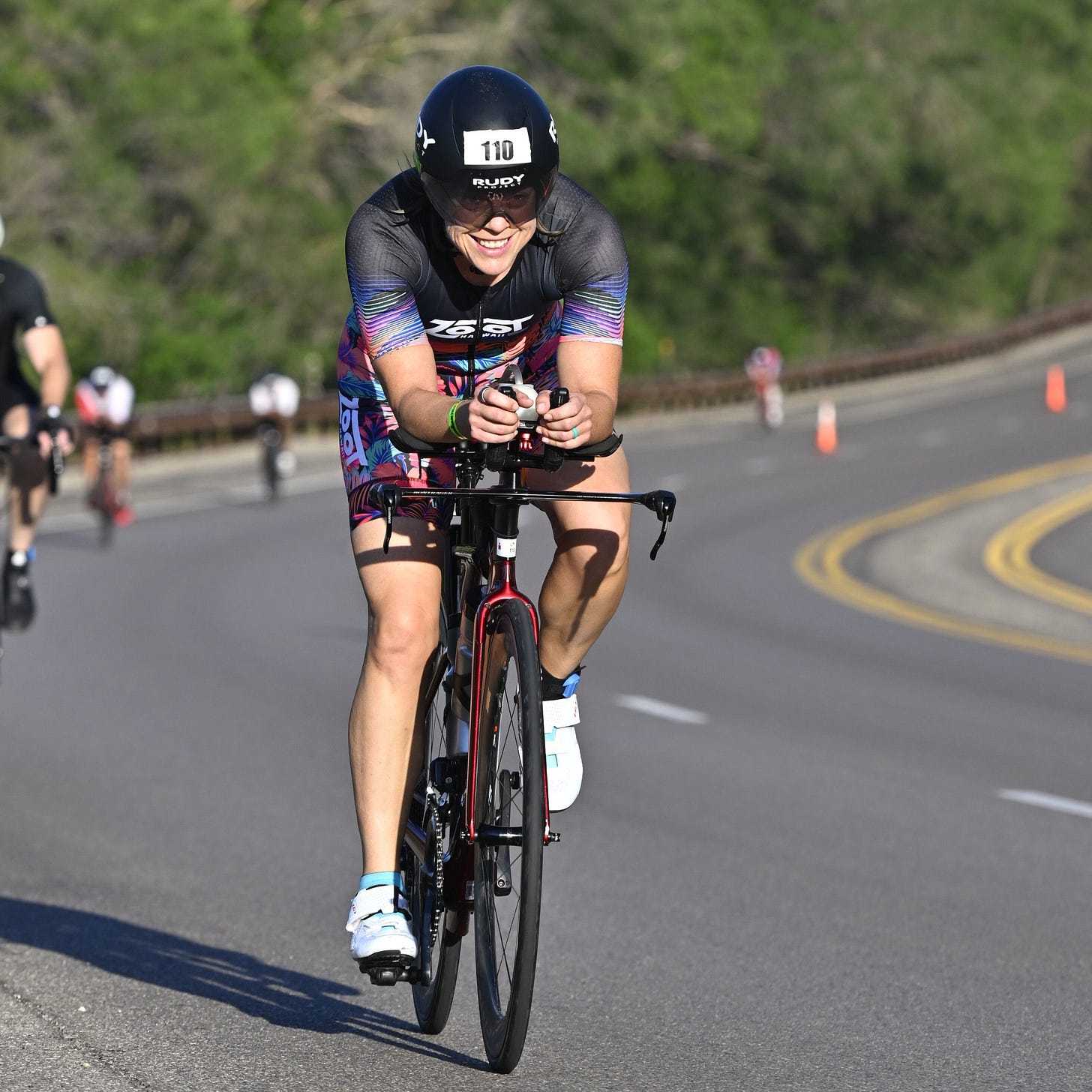 Jane Pilger on the bike at the inaugural Ruidoso 70.3 Ironman triathlon