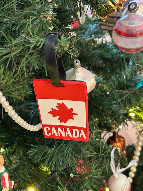 Canadian maple leaf on Christmas tree Canadian maple leaf on Christmas tree