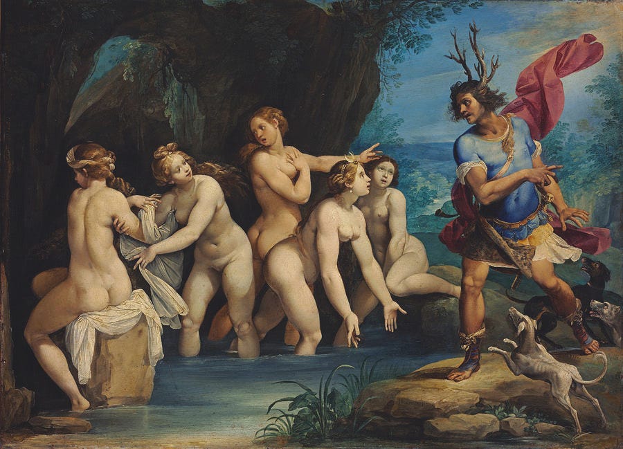 Famous Paintings Painting - Diana and Actaeon by Giuseppe Cesari