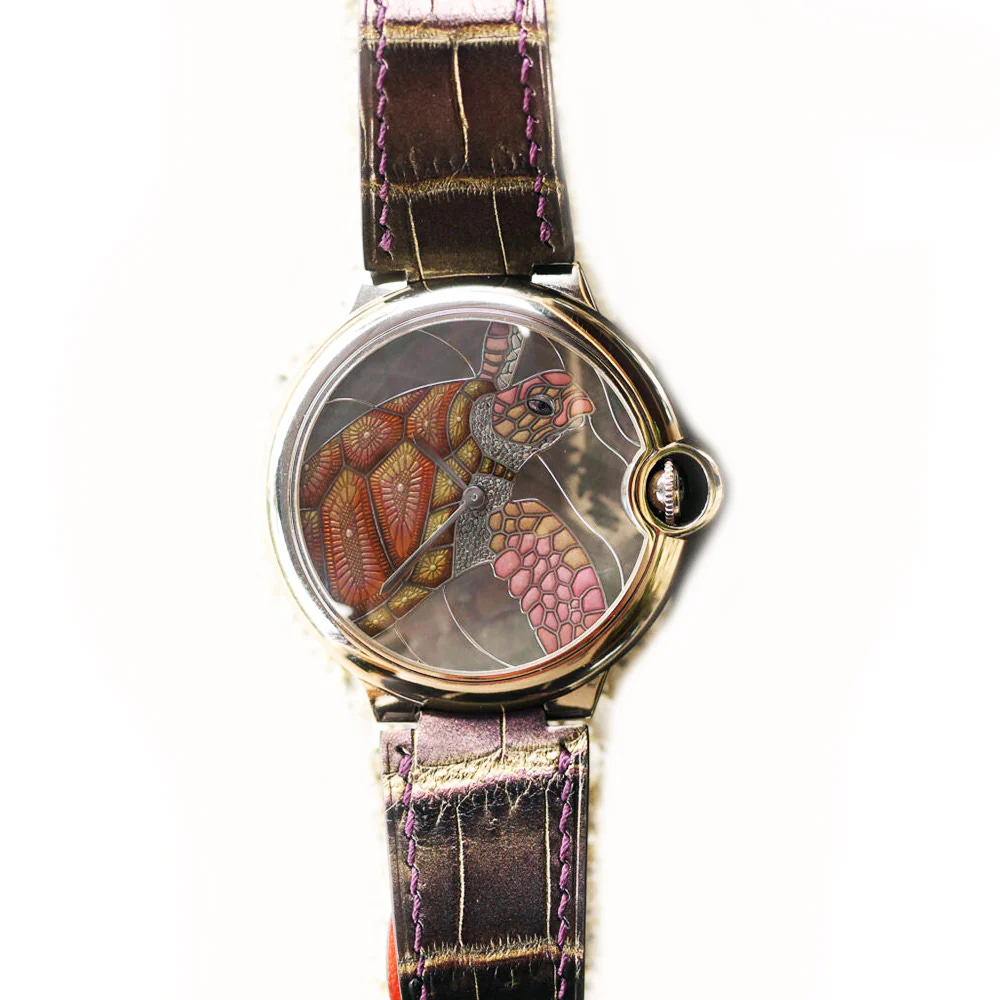2011 Cartier Ballon Bleu de Cartier XL “Sea Turtle” 46 White Gold / Multi-Color Enamel / Strap - Limited to 40 Pieces HPI00330 Listing Image 1
