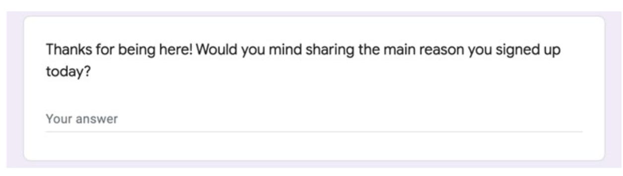 New user onboarding survey New user onboarding survey