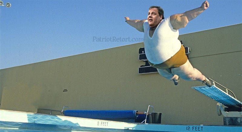 Chris Christie Belly-Flops … er … Dives into the Race