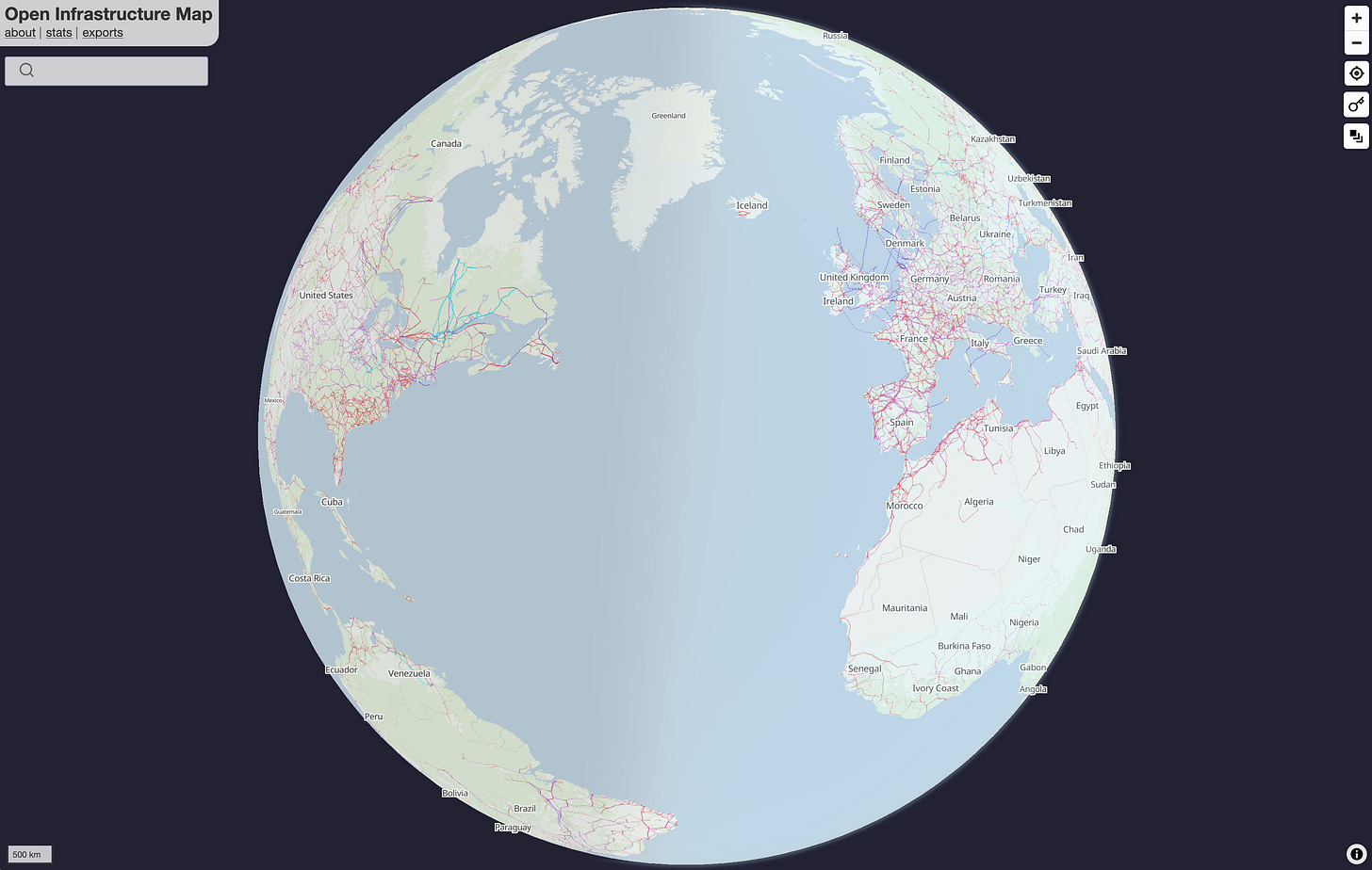 Screenshot of OpenInfraMap