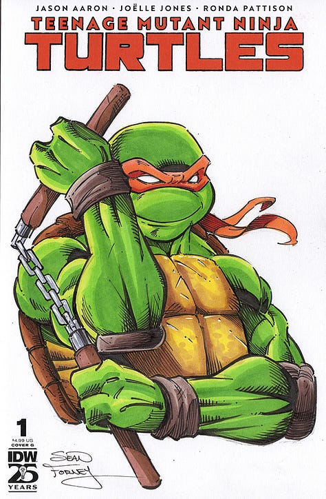 Examples of black and white and color commissions/sketches on comic book sketch covers. 