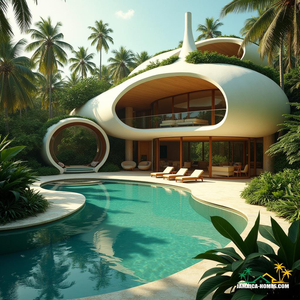 Modern home in jamaica with swimming pool near beach with a swimming pool