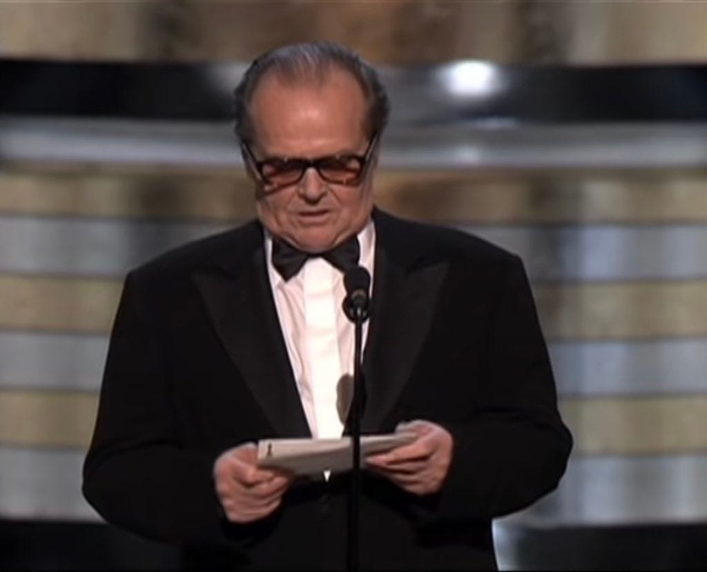 Everything about how Jack Nicholson announces Crash is incredible. Truly  the worst Best Picture winner in history. Oprah and Sidney Poitier never  worked harder than they did for this to happen. #Oscars