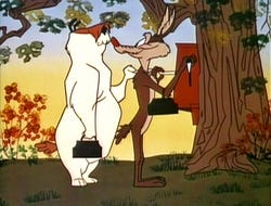 cartoon of a sheepdog and a wolf cartoon of a sheepdog and a wolf