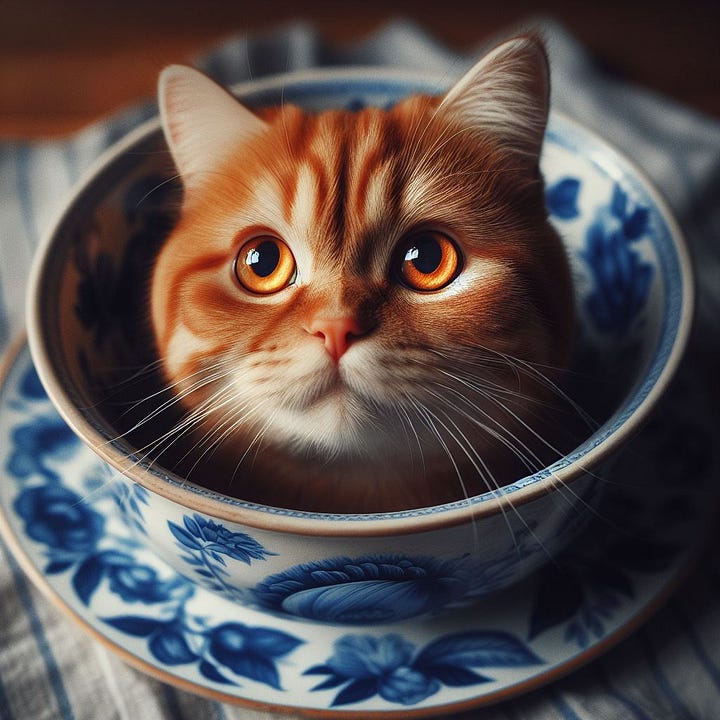 A cat sitting in a bowl