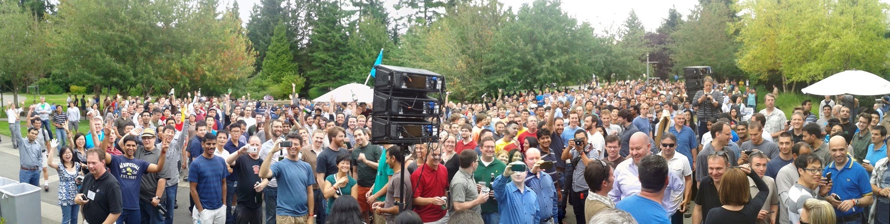 Panoramic shot of the large crowd. Panoramic shot of the large crowd.