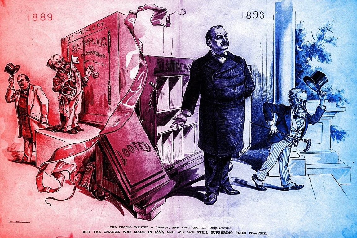Worst presidential transition 1892: when Harrison made a disaster for  Cleveland.