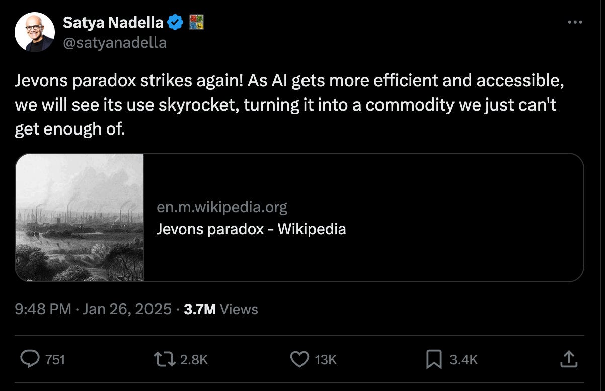 DeepSeek：什么是杰文斯悖论？美国科技界有何反应？ - by Su Wang