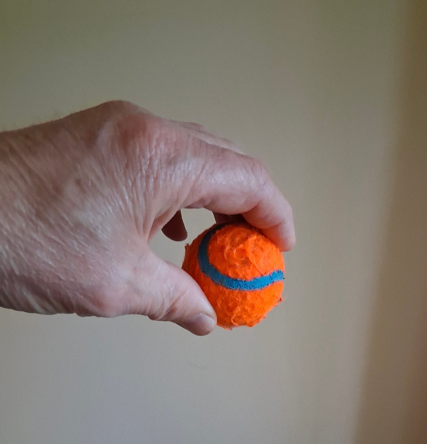 holding a ball in hand palm down
