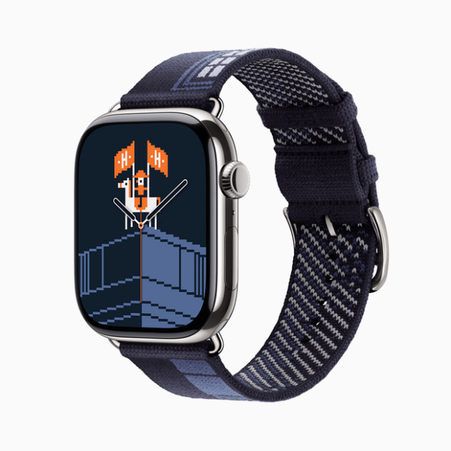 The Apple Watch Hermès collection includes the new Faubourg Party knit band, along with a whimsical animated watch face set in the house’s iconic Paris flagship. The Apple Watch Hermès collection includes the new Faubourg Party knit band, along with a whimsical animated watch face set in the house’s iconic Paris flagship.