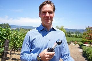 C - Greg Lambrecht with Coravin in vineyard C - Greg Lambrecht with Coravin in vineyard