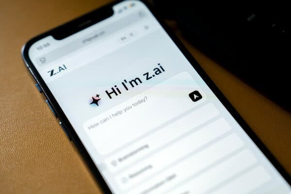A smartphone is open to the Z.ai app.