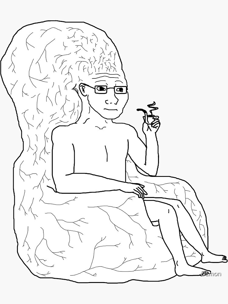 Wojack Sitting In His Brain Chair Sticker