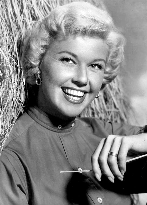 doris day, triple threat, classic actress, beautiful blonde, old hollywood, golden era, dancer, vintage entertainer, rock hudson, james garner, americas sweetheart