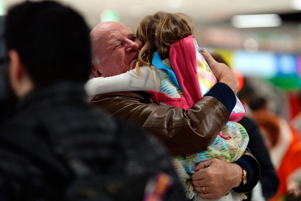 Family and friends greeting in arrivals hall of Dublin Airport terminal 1. Dublin Airport, Dublin. Picture: Caroline Quinn