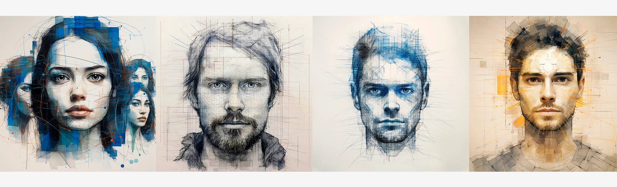 Img: MidJourney. Prompt: Sketchy Style, People and Facial Recognition
