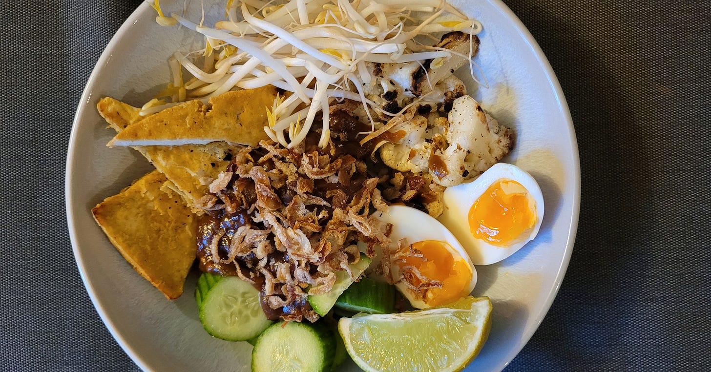 Delicious Charred Cauliflower and Crispy Tofu with Sweet Peanut Sauce Delicious Charred Cauliflower and Crispy Tofu with Sweet Peanut Sauce