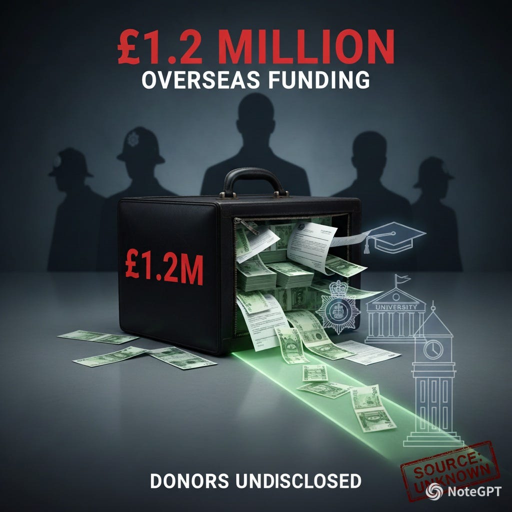 Islamophobia Working Group investigation teaser: £1.2 million overseas funding with undisclosed donors flowing to British institutions. Money from unknown sources influences councils, universities, police through organisations shaping anti-Muslim hatred definition. Four-part investigation by The Almighty Gob exposing institutional capture. Islamophobia Working Group investigation teaser: £1.2 million overseas funding with undisclosed donors flowing to British institutions. Money from unknown sources influences councils, universities, police through organisations shaping anti-Muslim hatred definition. Four-part investigation by The Almighty Gob exposing institutional capture.