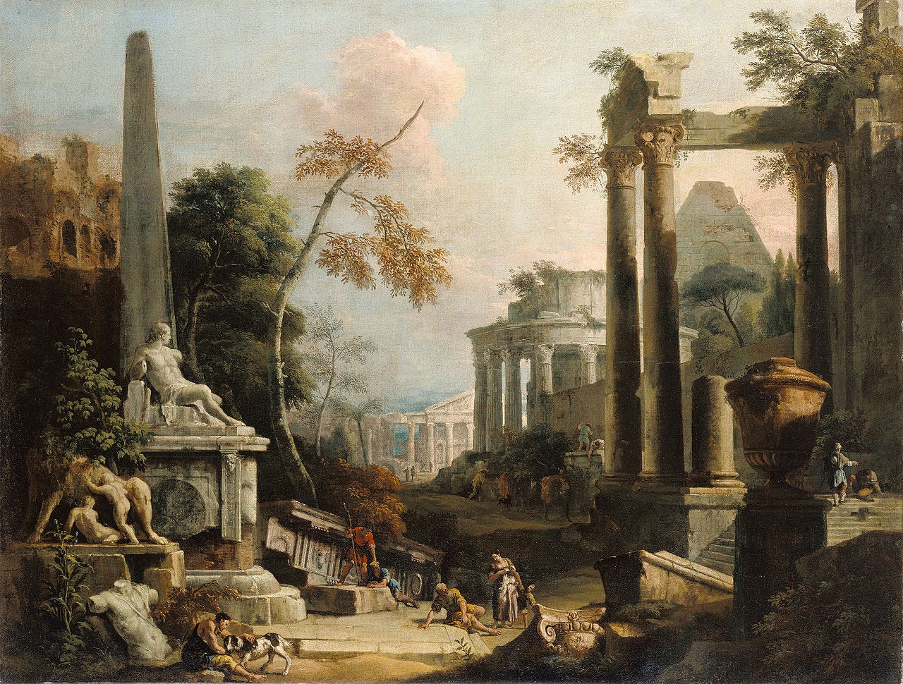 Marco Ricci and Sebastiano Ricci, Landscape with Classical Ruins and Figures, Marco Ricci and Sebastiano Ricci, Landscape with Classical Ruins and Figures,