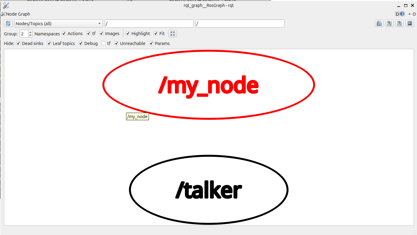 rqt_graph showing two differently named nodes