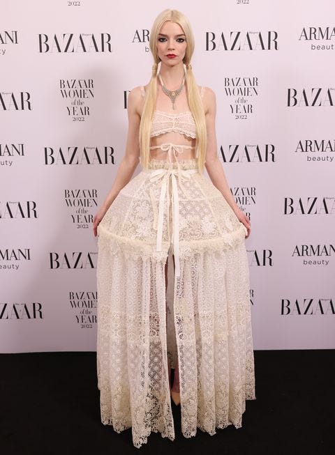 Anya Taylor Joy wears long pigtails to Bazaar's Women of the Year Awards