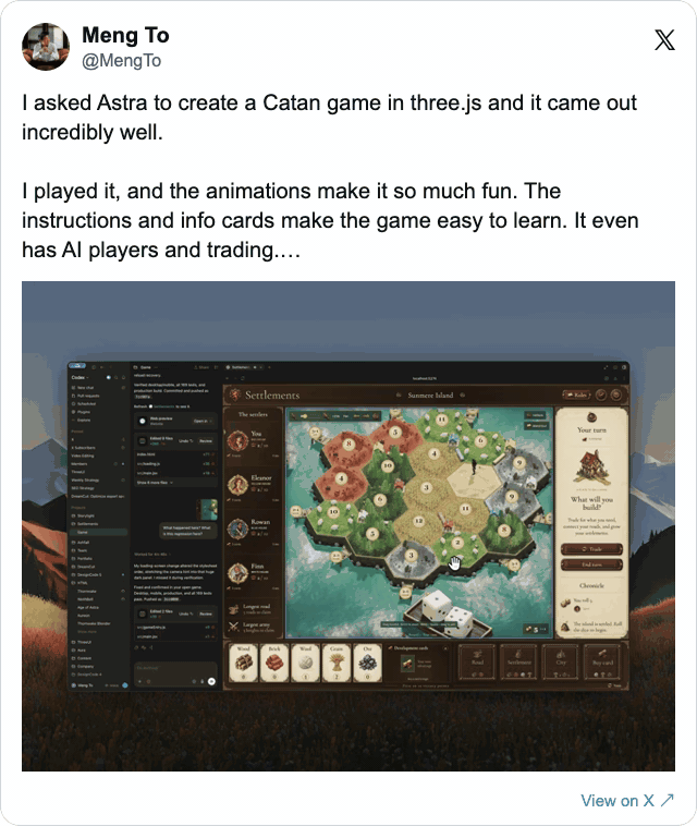 Original X post with catan demo.
