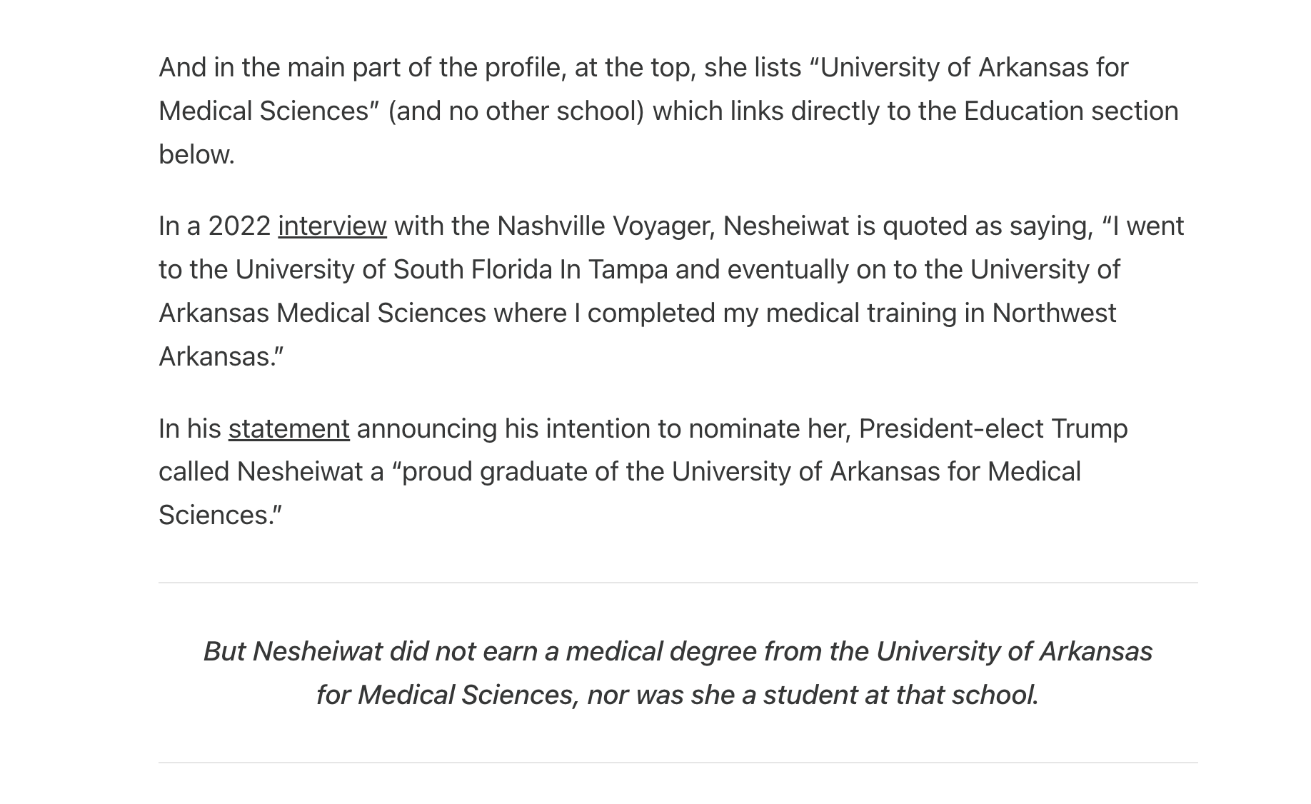Additional details about Janette Nesheiwat