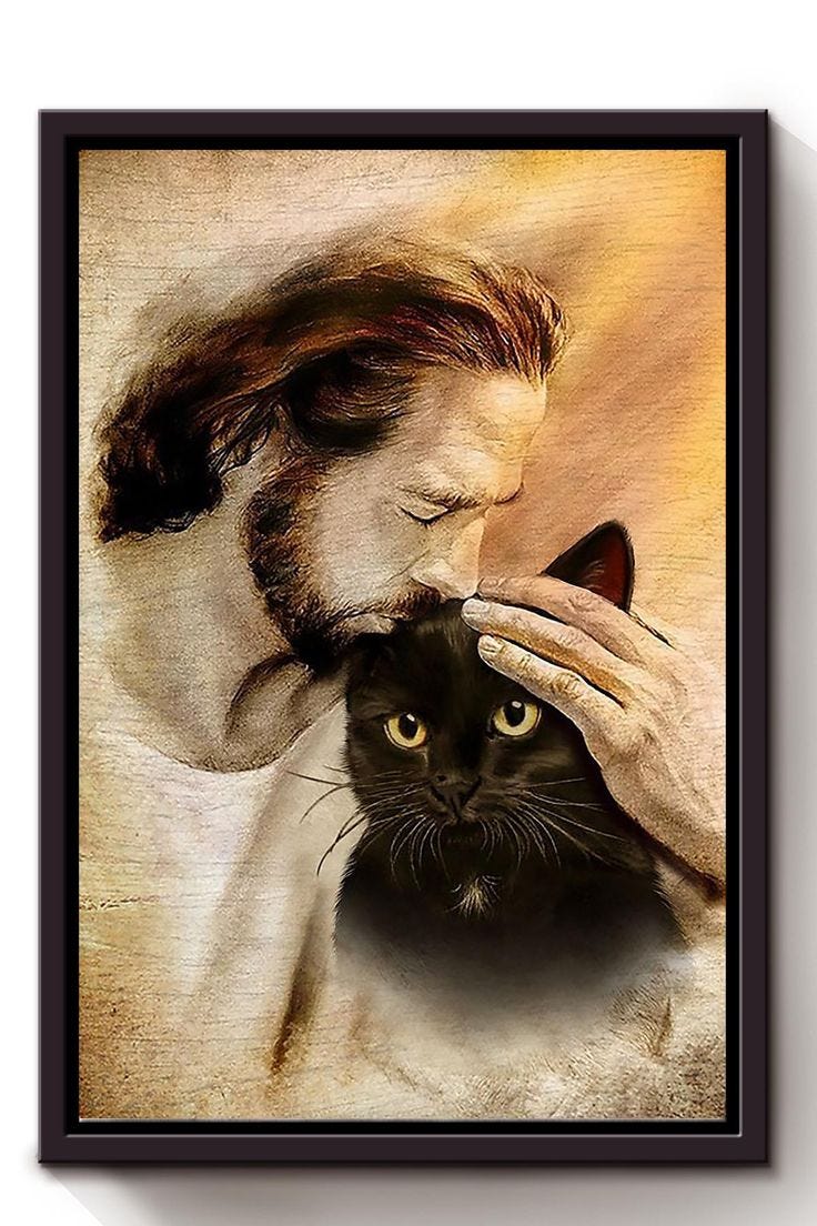 Jesus With Black Cat God For Gift for Cat Lovers Christian Framed Matte  Canvas Framed Prints, Canvas Paintings | Aeticon - Aeticon | Cat gifts, Cat  lover gifts, Canvas painting