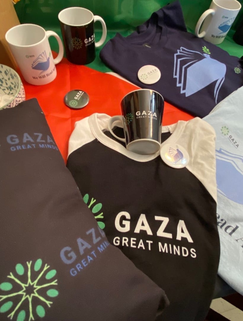 Gaza Great Minds MERCH purchased from their online store on Redbubble. Visit GGM's Online Store.  Several designs.  Many different items.