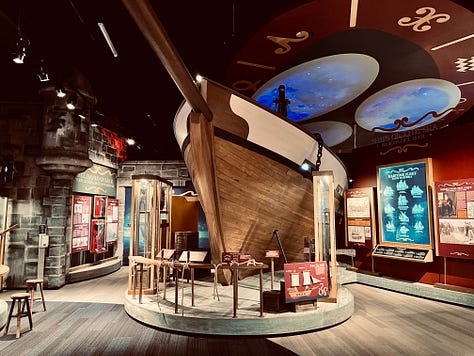 ship, buildings, replicas