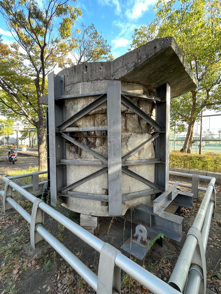 failed highway pillar from earthquake of 1995