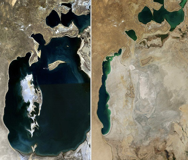 Aral Sea in 1989 and Aral Sea in 2004 Aral Sea in 1989 and Aral Sea in 2004